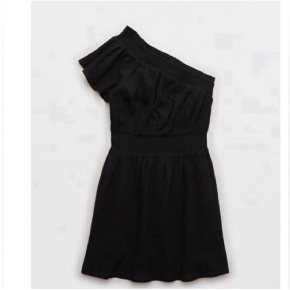 aerie Knee Length One Shoulder Dress Black Size XXL
